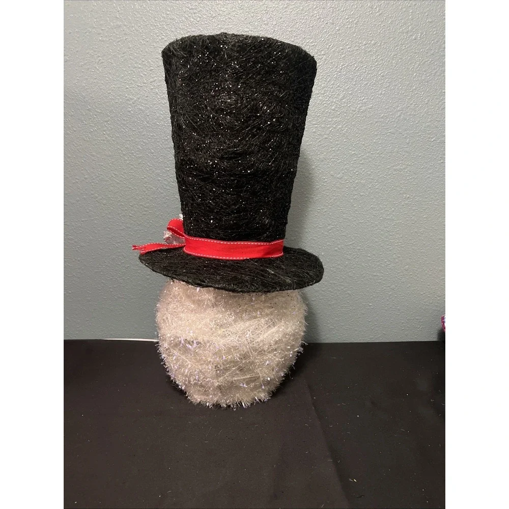 Cracker Barrel Snowman Head Top Hat Christmas Tree Topper Large 19" w/Box - Picture 7 of 8
